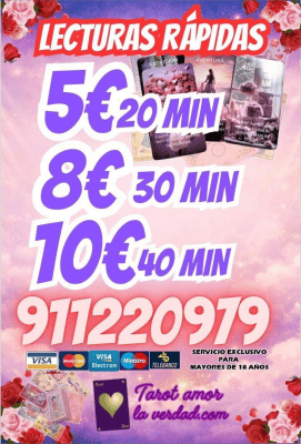 Tarot respuesta rápida 5€ 20 minutos, lista de recios
